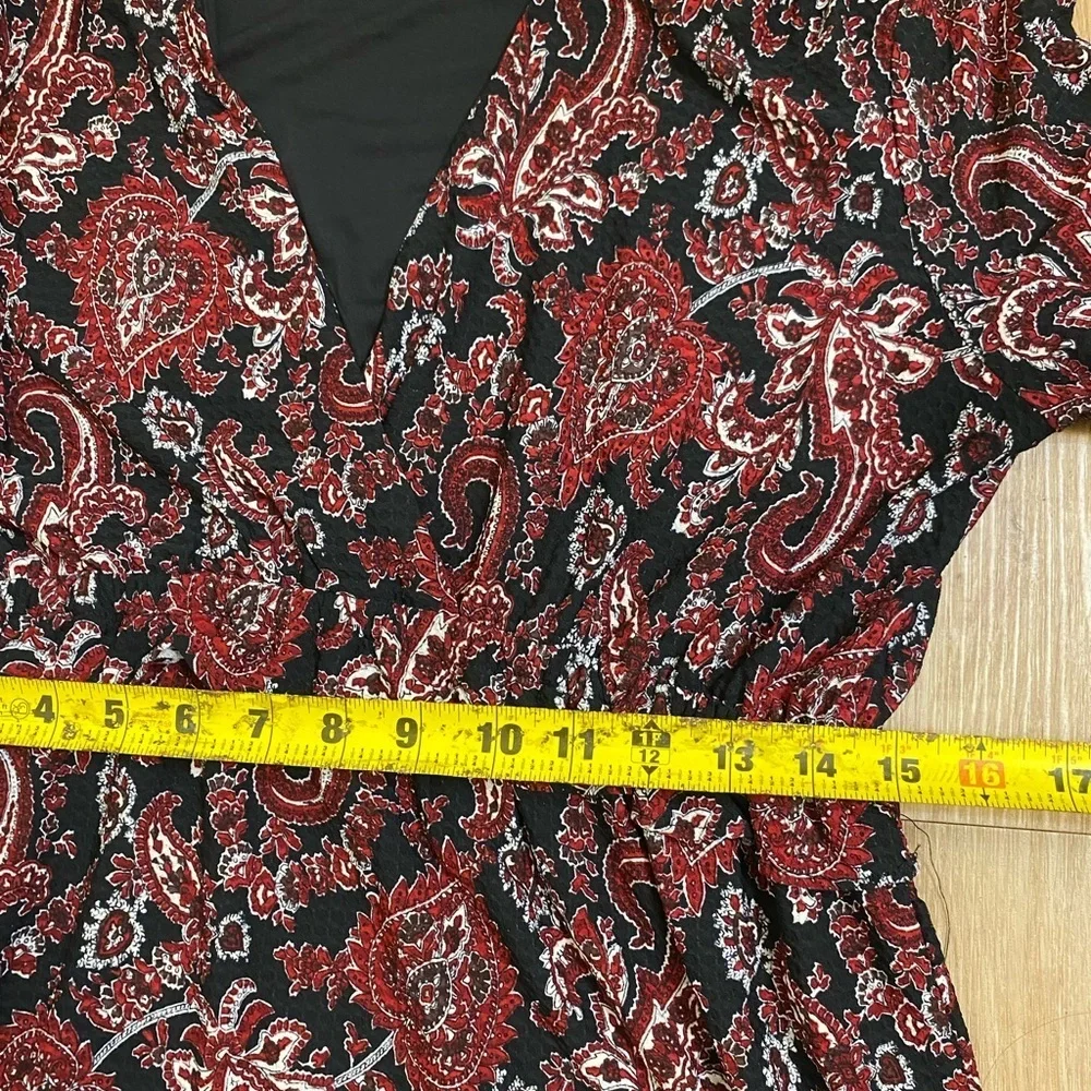 Michael Kors Elegant Black and Burgundy Paisley Dress